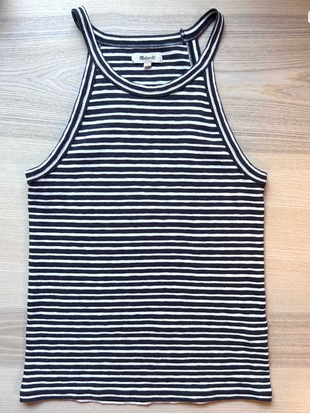 Madewell Black White Striped Stretch Tank Top Preppy Casual Coastal Size S